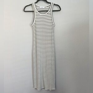 Cherish Black and White Sheath Midi Dress Sleeveless Halter